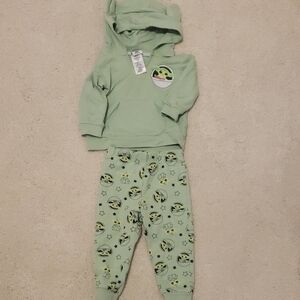 Green Baby Yoda Hoodie and Pants Set
